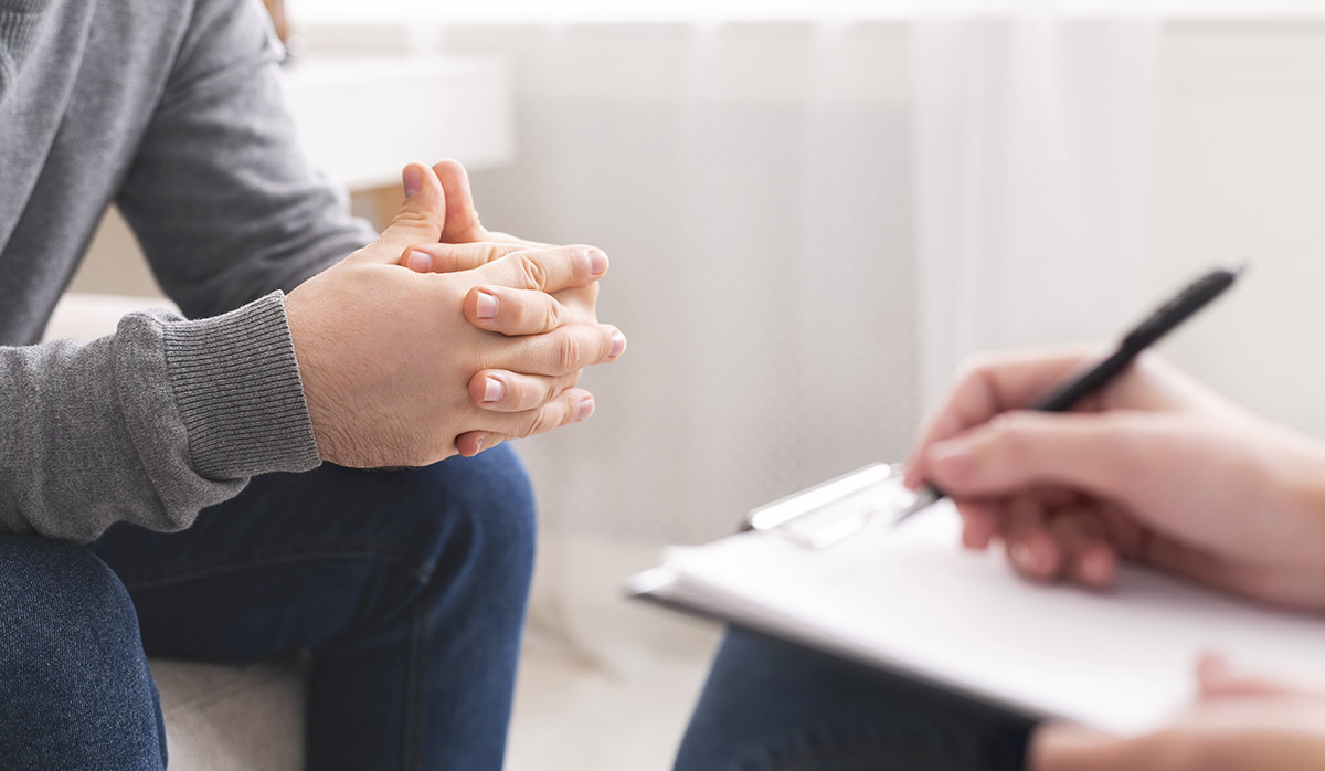 Man working with therapist on his Relapse Prevention Plan